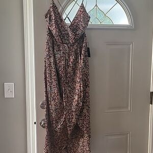 Lulus dress size Small cranberry white flowers